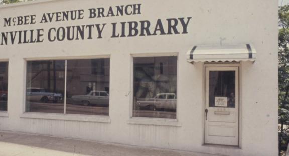 By the 1950s, the demand for a new library resulted in the establishment of a re-purposed commercial building on McBee Avenue. (Image from the South Carolina Room Collection)