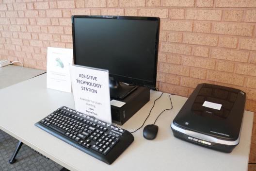 Assistive technology station at Hughes Main Library